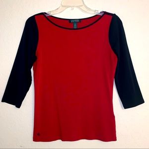 Lauren by Ralph Lauren black and red top